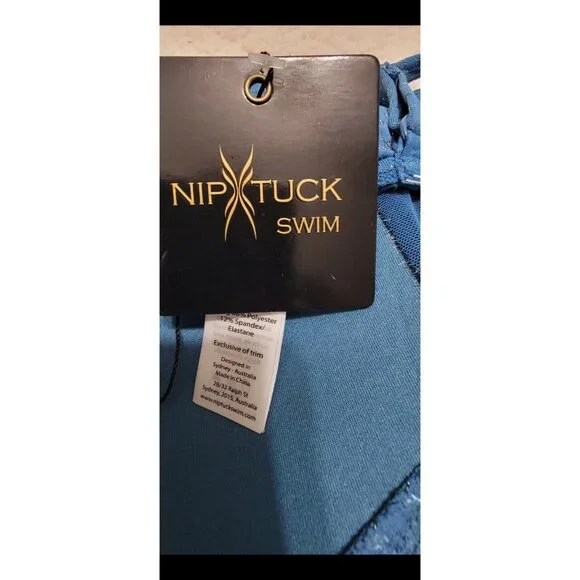 Nip Tuck Swim Womens Navy One Piece Swimsuit Ruched Side Multifit Cup Size 8 NWT - Picture 6 of 11